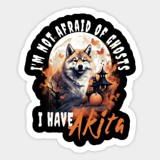 Akita Inu Dog Ghost Guardian Vintage Halloween Funny Sticker